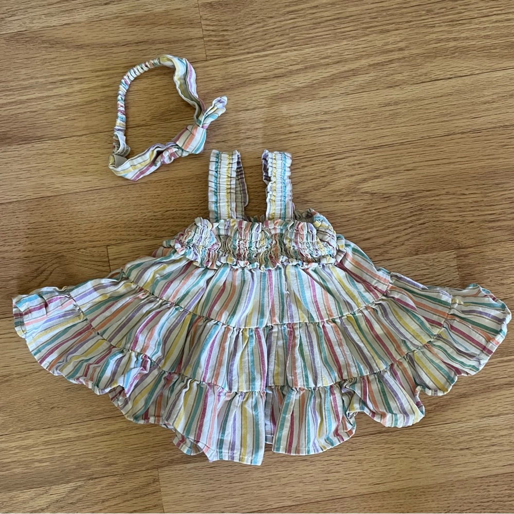 Baby Gap Rainbow Striped Baby Dress with Headband